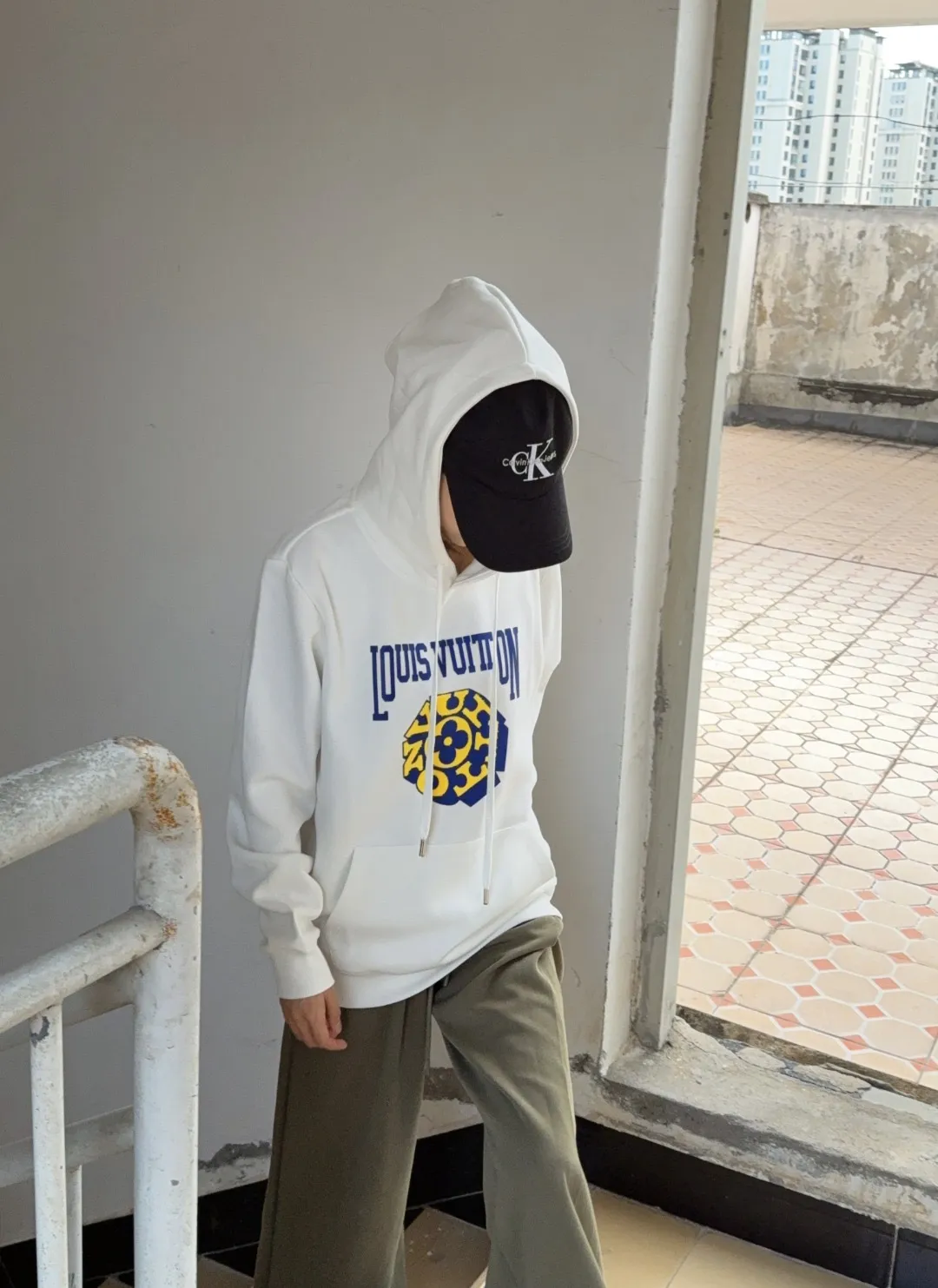 Louis Vuitton/Louis Vuitton 25Fw 3D letter patch hooded sweatshirt